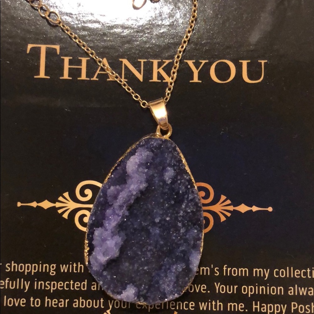 Brazilian Druzy Natural Stone Pendant necklace. - Picture 3 of 8